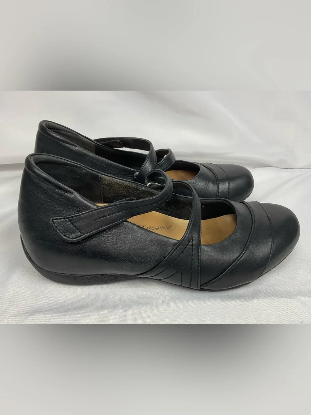 Ziera Xray Black Leather Mary Jane Shoes Comfort Flats Shoes Sz 40